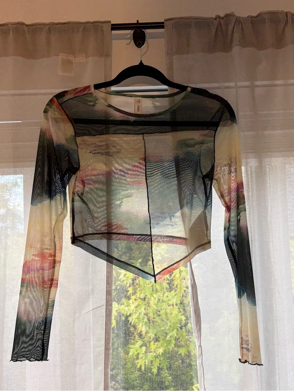 ONLY x Neon & Nylon mesh scarf top co-ord in multi print - Picture 2 of 3